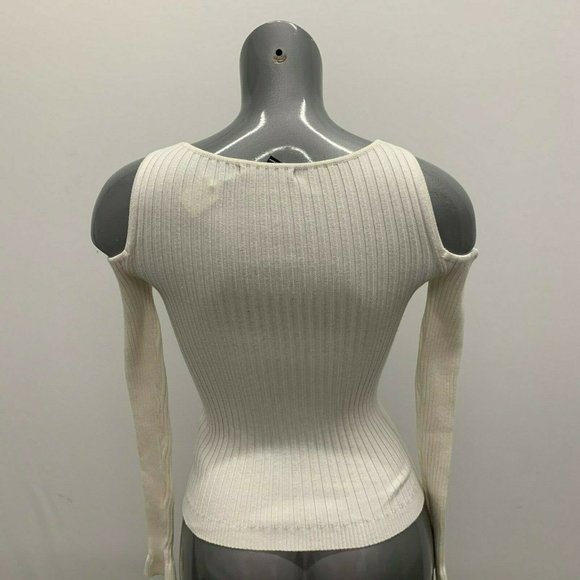 Forever 21 Cropped Top Women's Small White Ribbed - Picture 2 of 4